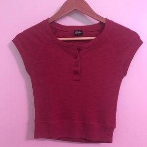 Cute red/salmon button crop top